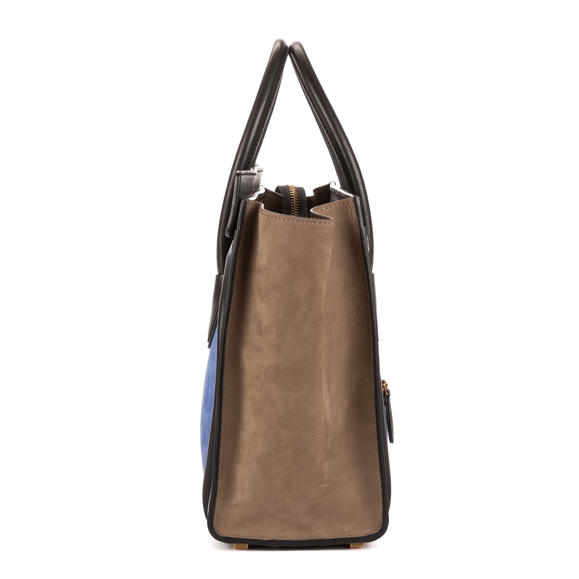 Sac à main Micro Lugagge Tricolore Cuir de veau noir