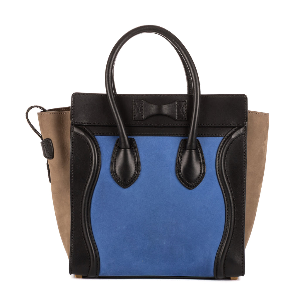 Sac à main Micro Lugagge Tricolore Cuir de veau noir