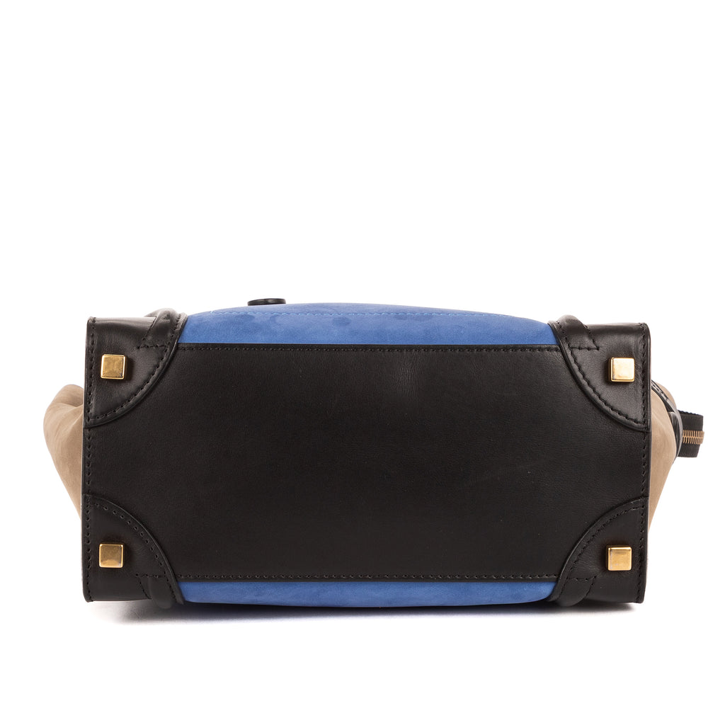 Sac à main Micro Lugagge Tricolore Cuir de veau noir