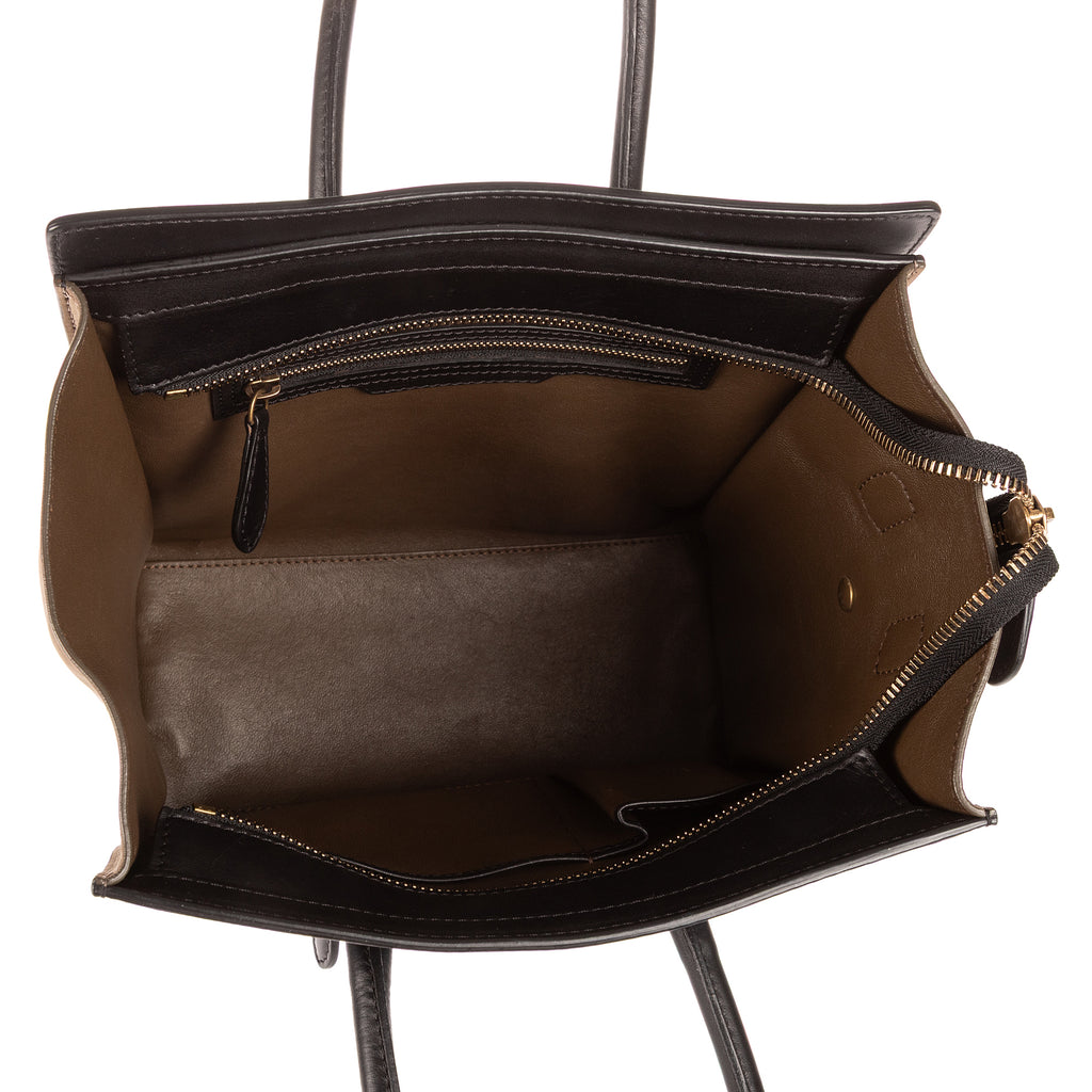 Sac à main Micro Lugagge Tricolore Cuir de veau noir