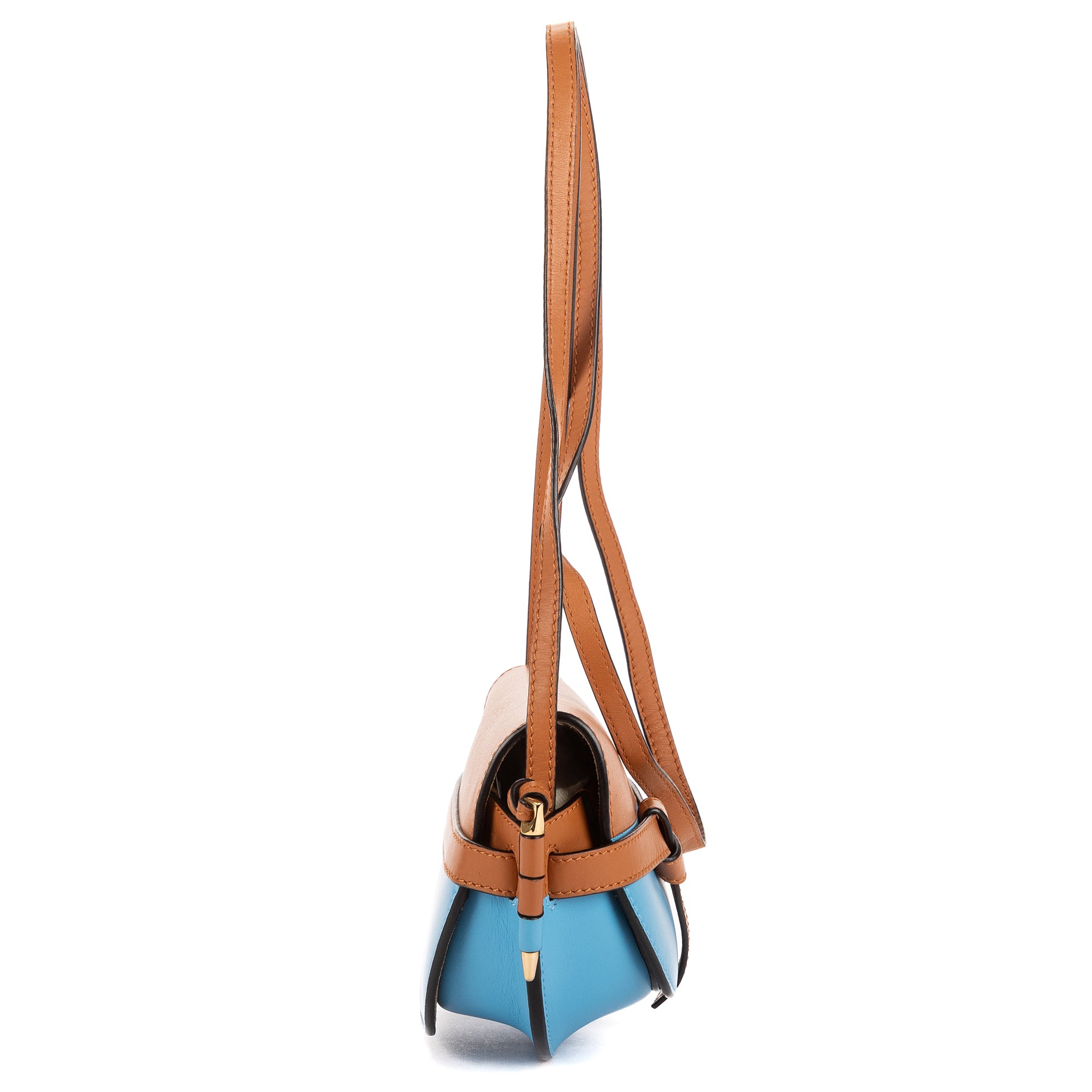 Shoulder Bag Gate Dual Mini Brown Calfskin Leather