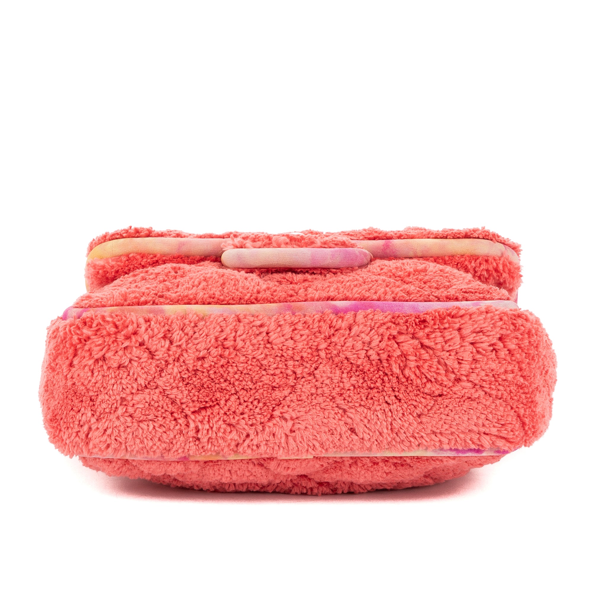Shoulder Bag Terry Cloth Jumbo Single Flap Pink Quilted Shearling Canvas