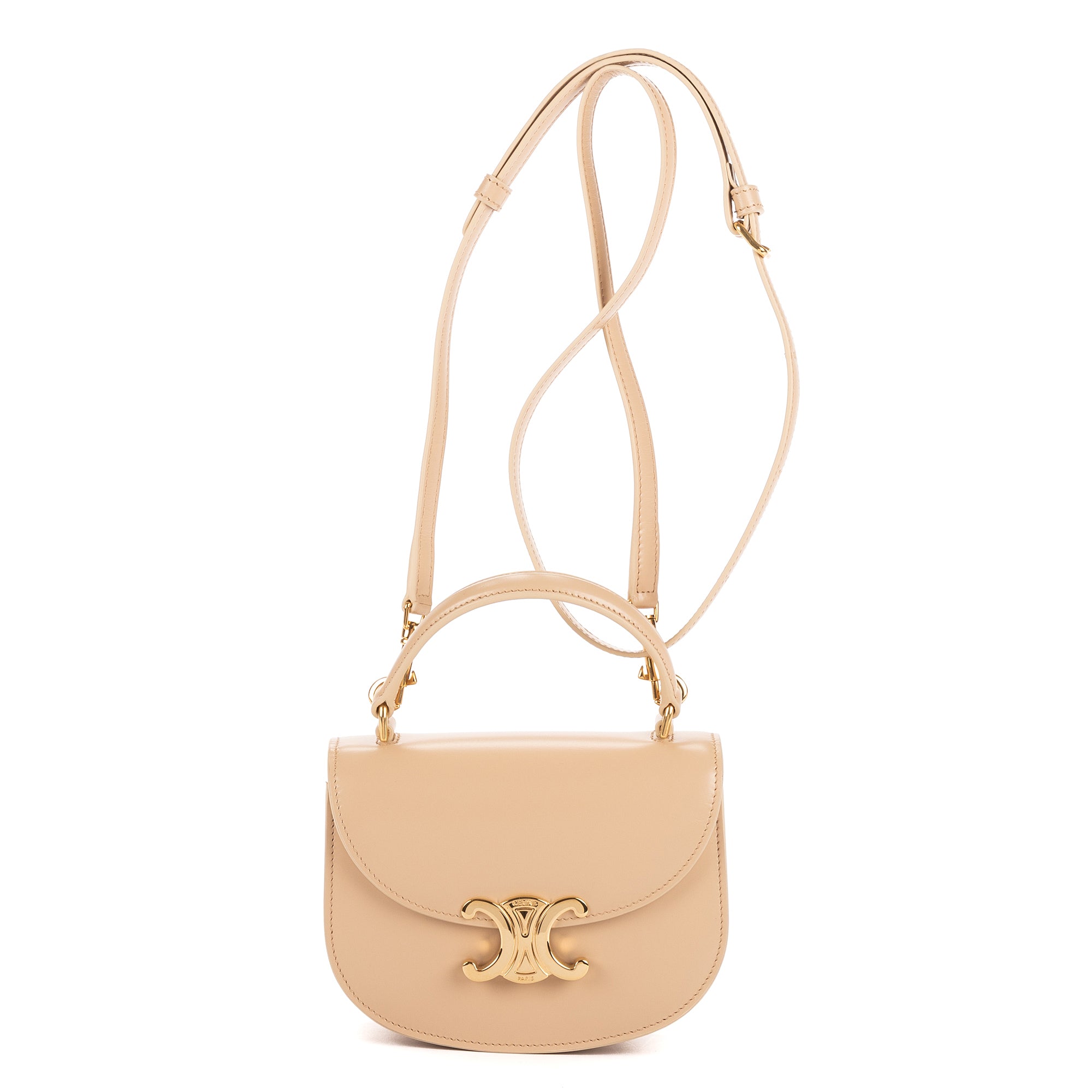 Shoulder Bag Besace Clea Mini Beige Smooth Calfskin Leather