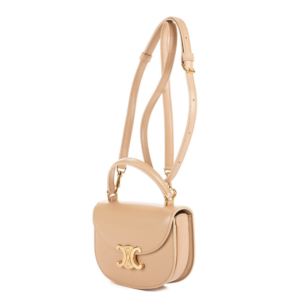 Shoulder Bag Besace Clea Mini Beige Smooth Calfskin Leather