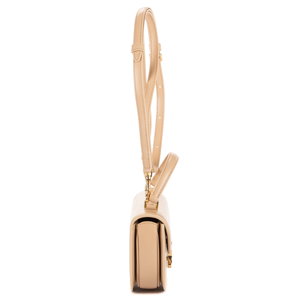 Shoulder Bag Besace Clea Mini Beige Smooth Calfskin Leather