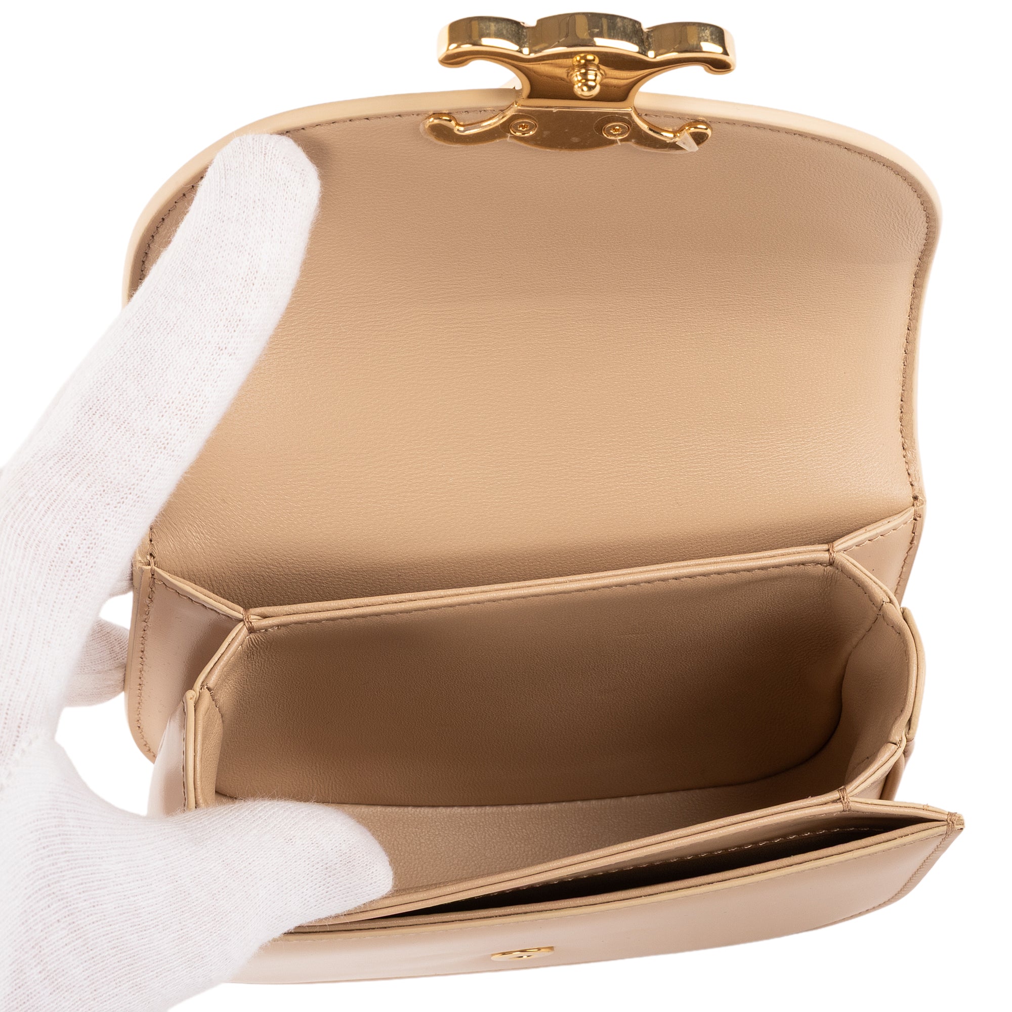 Shoulder Bag Besace Clea Mini Beige Smooth Calfskin Leather