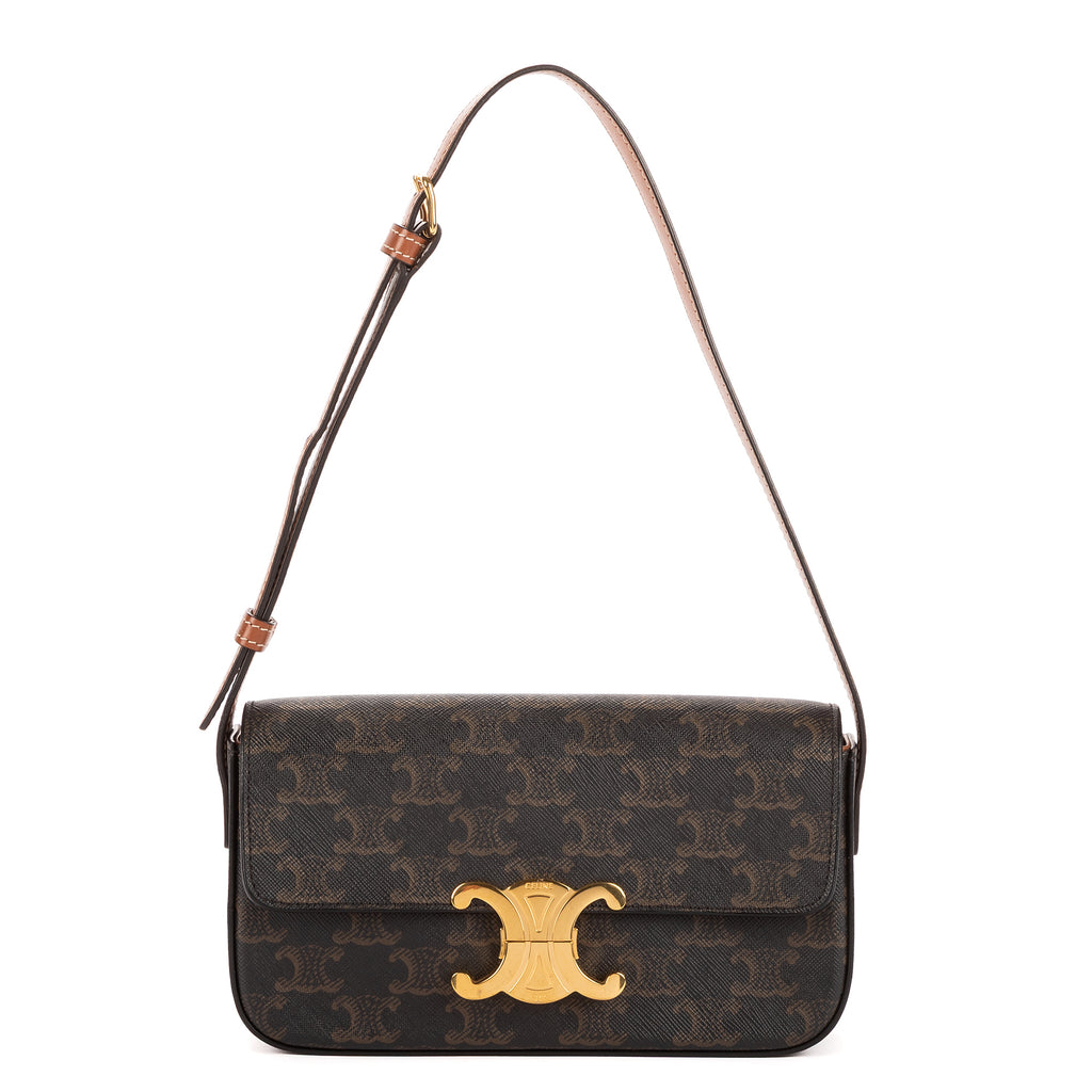 Bolso de Hombro Clásico Claude Triomphe Pequeño Lona Triomphe Marrón