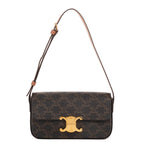 Bolso de Hombro Clásico Claude Triomphe Pequeño Lona Triomphe Marrón