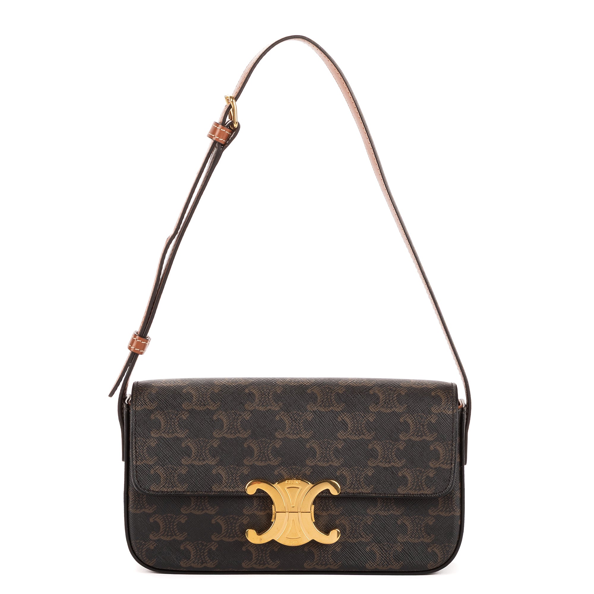 Bolso de Hombro Clásico Claude Triomphe Pequeño Lona Triomphe Marrón