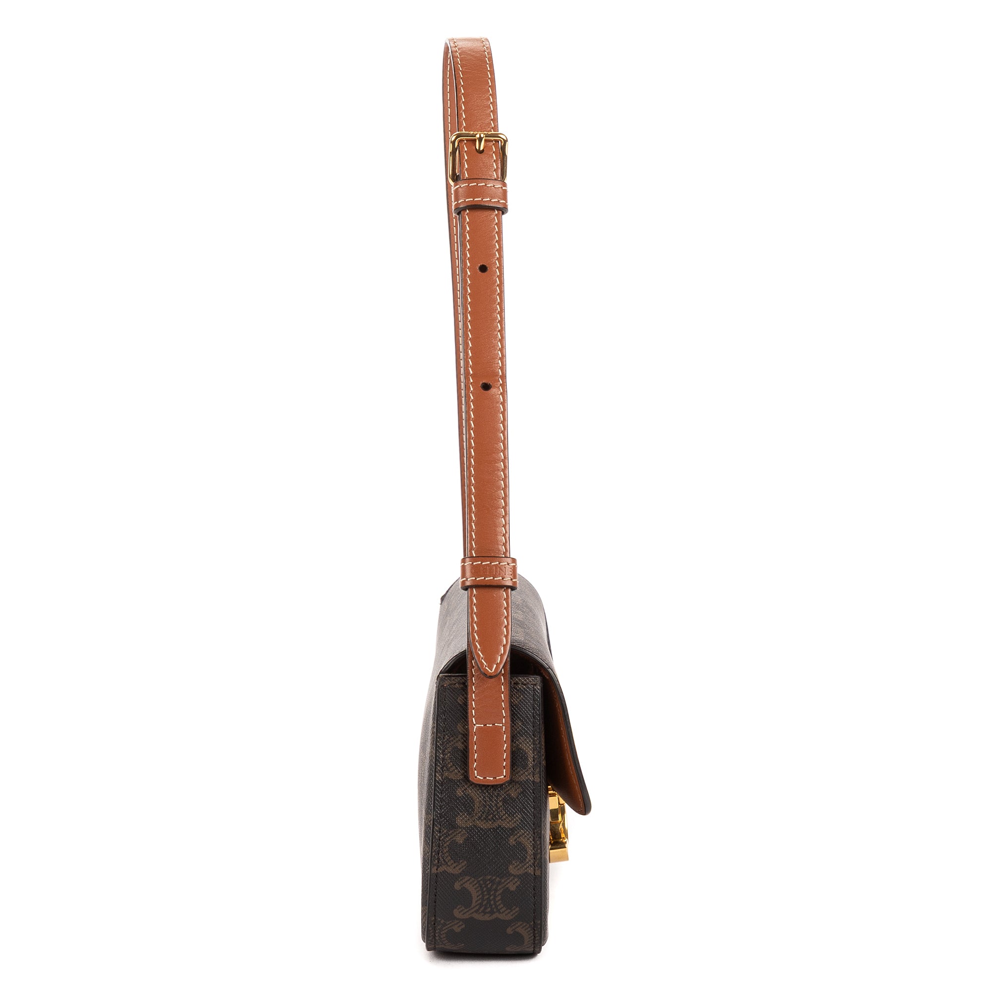 Bolso de Hombro Clásico Claude Triomphe Pequeño Lona Triomphe Marrón