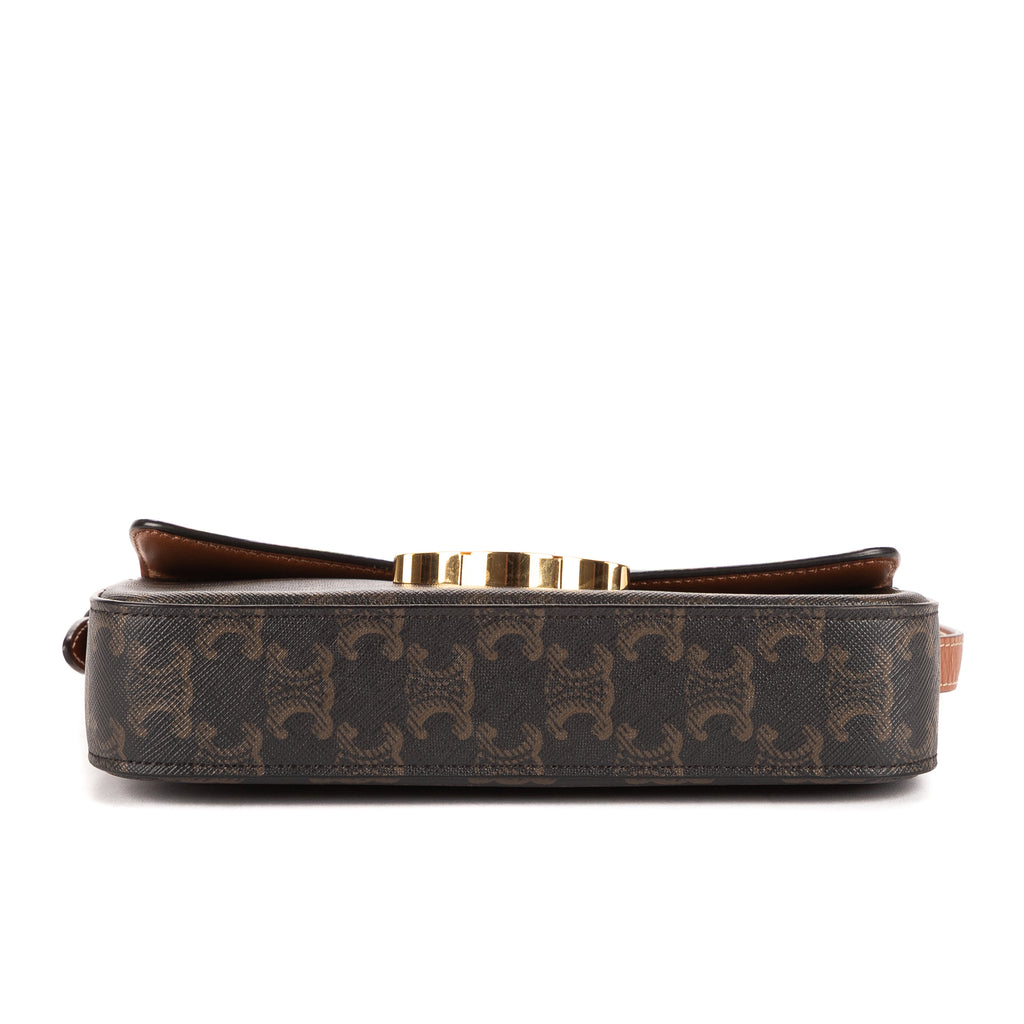 Bolso de Hombro Clásico Claude Triomphe Pequeño Lona Triomphe Marrón