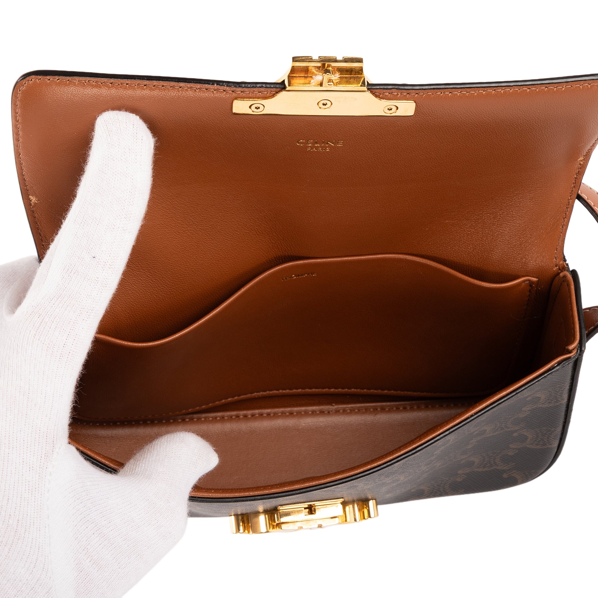 Bolso de Hombro Clásico Claude Triomphe Pequeño Lona Triomphe Marrón
