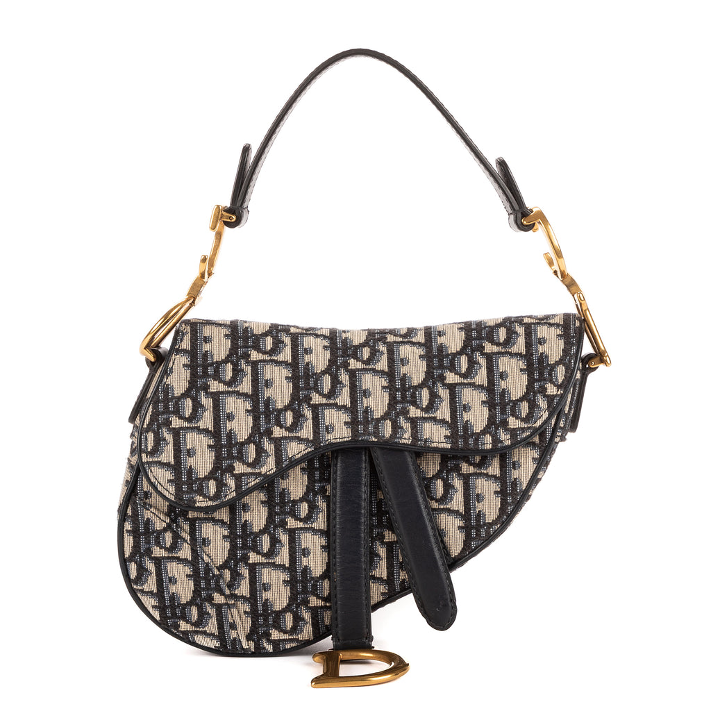 Bolso de mano Oblique Saddle Mini lona Diorissimo Oblique azul marino