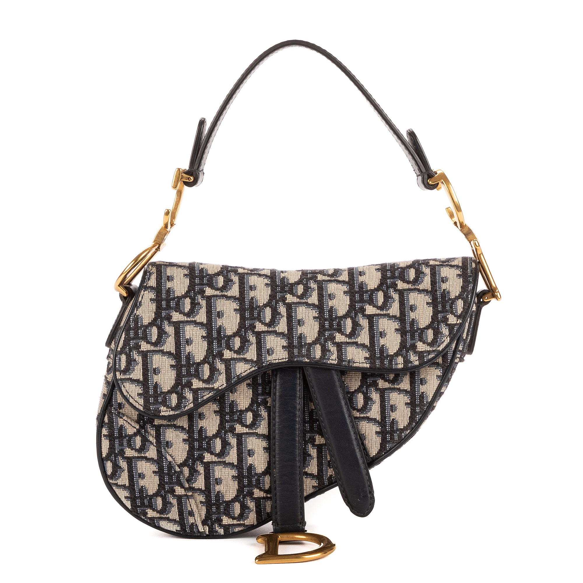 Bolso de mano Oblique Saddle Mini lona Diorissimo Oblique azul marino