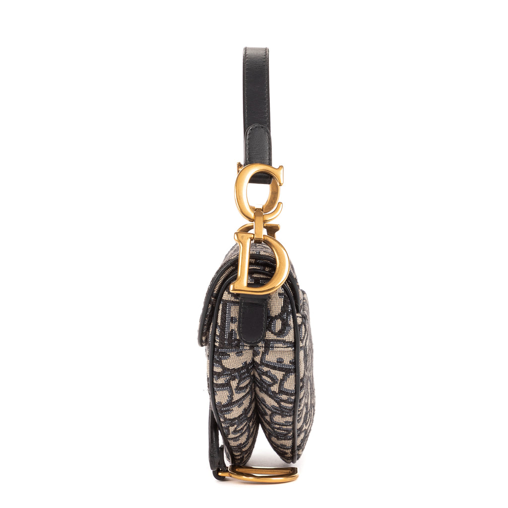 Bolso de mano Oblique Saddle Mini lona Diorissimo Oblique azul marino