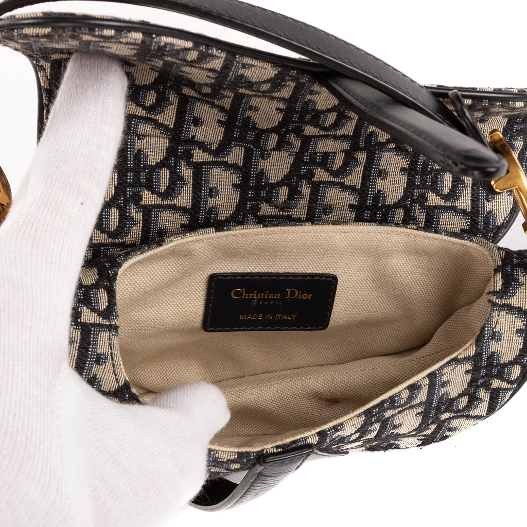 Bolso de mano Oblique Saddle Mini lona Diorissimo Oblique azul marino