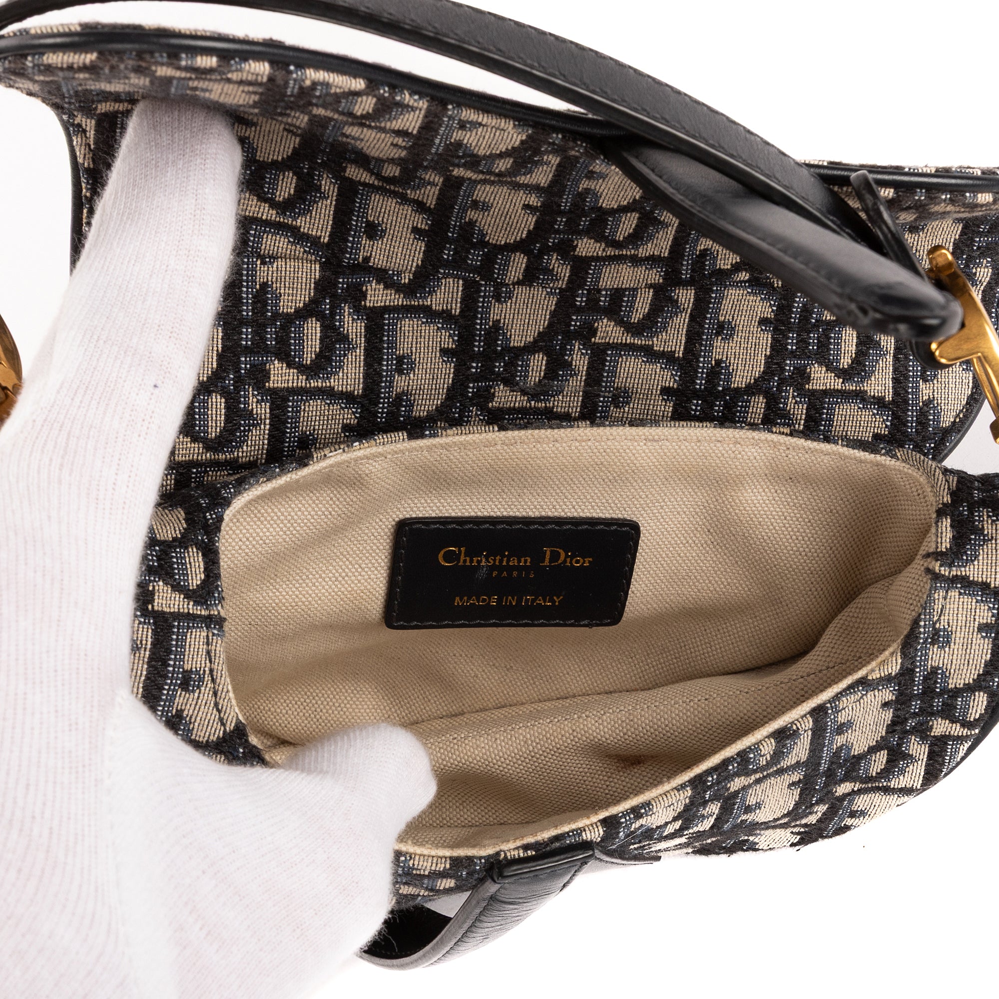 Bolso de mano Oblique Saddle Mini lona Diorissimo Oblique azul marino
