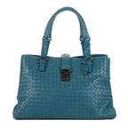 Bolso de mano Intreciatto Roma de cuero Intrecciato azul mediano