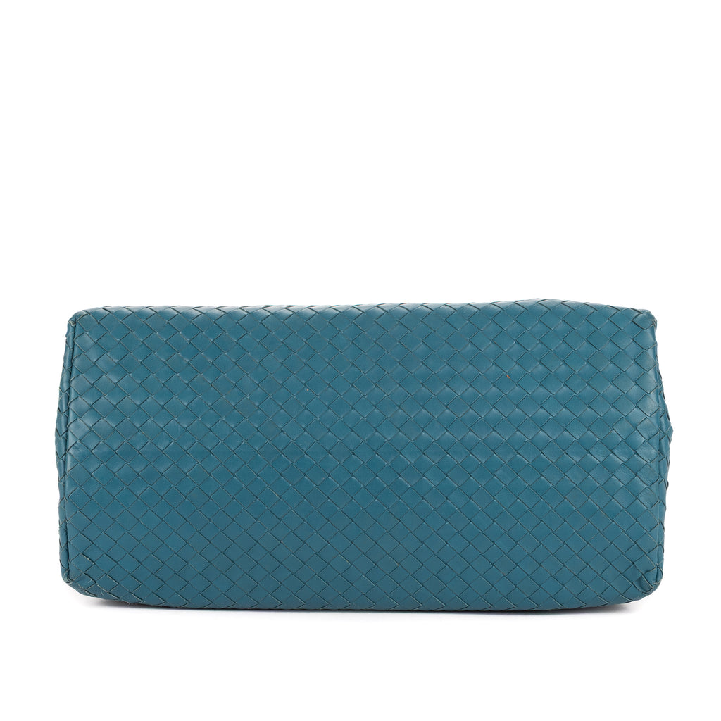 Bolso de mano Intreciatto Roma de cuero Intrecciato azul mediano
