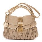 Shoulder Bag Hobo Bag Beige Matelasse Coffer Woven Canvas