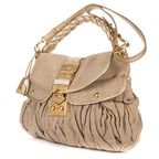 Shoulder Bag Hobo Bag Beige Matelasse Coffer Woven Canvas