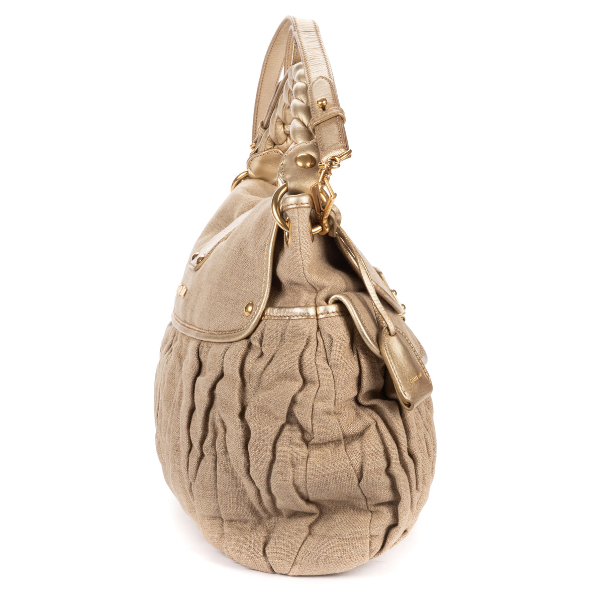 Shoulder Bag Hobo Bag Beige Matelasse Coffer Woven Canvas