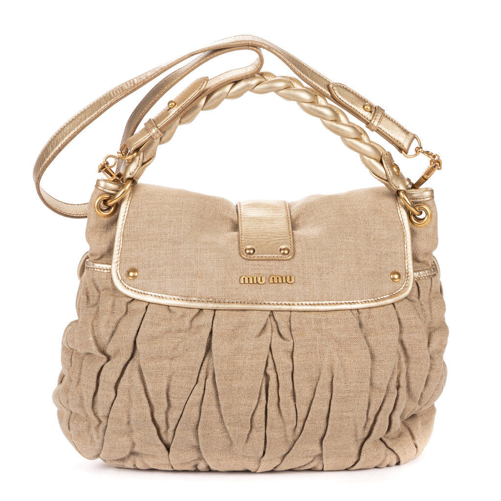 Shoulder Bag Hobo Bag Beige Matelasse Coffer Woven Canvas
