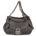 Shoulder Bag Coffer  Flap Hobo Grey Matelasse Lux Leather