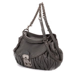 Shoulder Bag Coffer  Flap Hobo Grey Matelasse Lux Leather