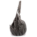 Shoulder Bag Coffer  Flap Hobo Grey Matelasse Lux Leather