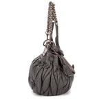 Shoulder Bag Coffer  Flap Hobo Grey Matelasse Lux Leather
