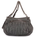 Shoulder Bag Coffer  Flap Hobo Grey Matelasse Lux Leather
