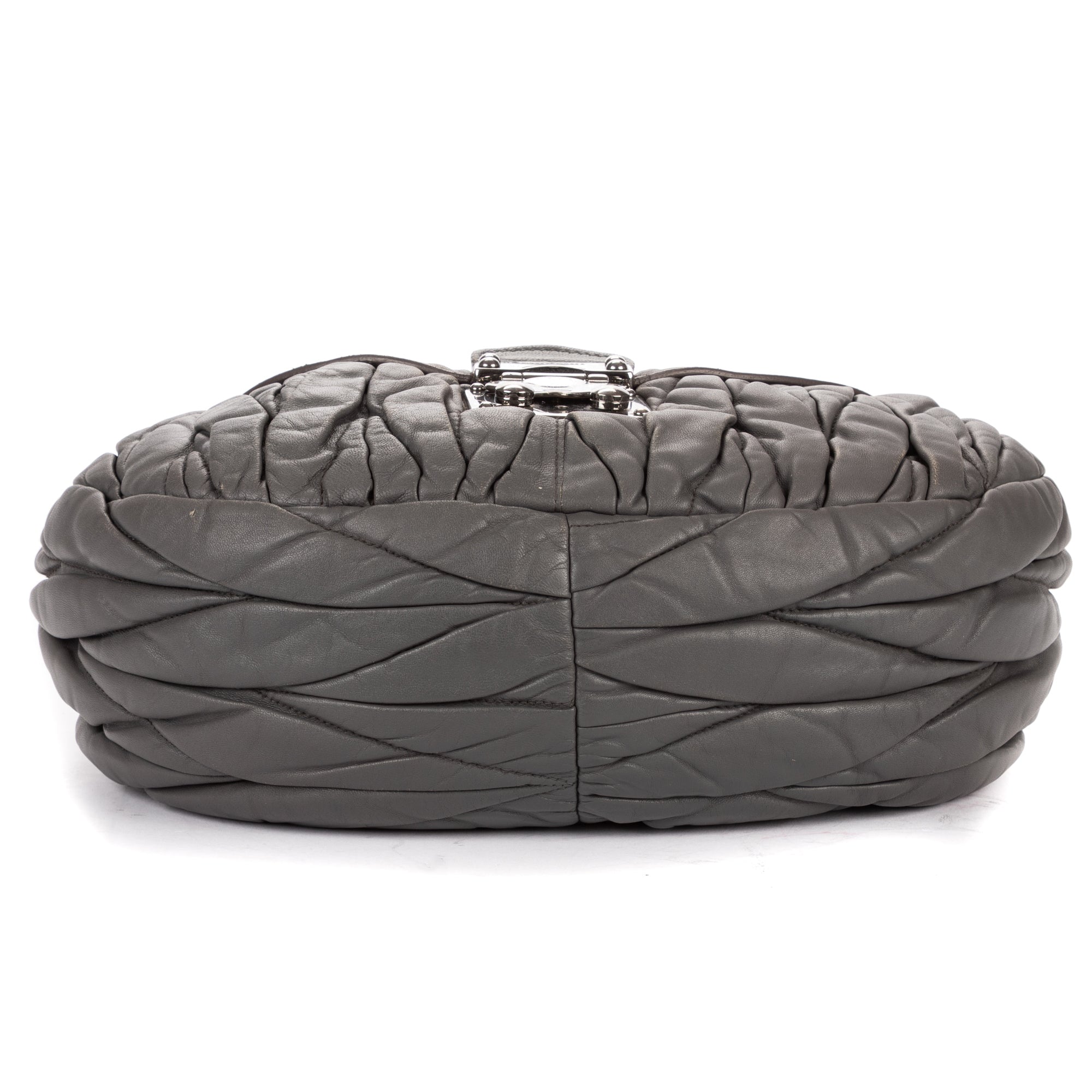 Shoulder Bag Coffer  Flap Hobo Grey Matelasse Lux Leather
