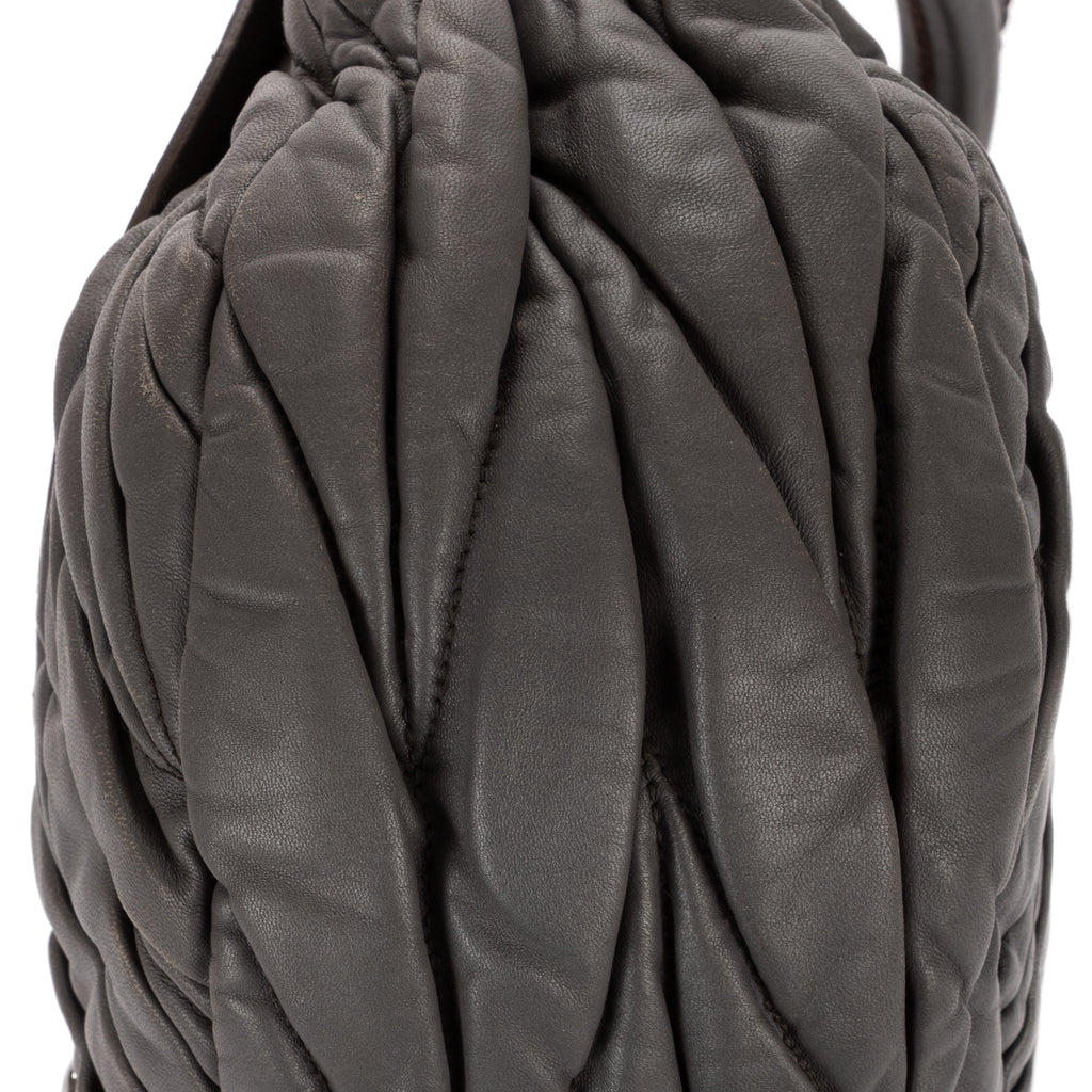 Shoulder Bag Coffer  Flap Hobo Grey Matelasse Lux Leather