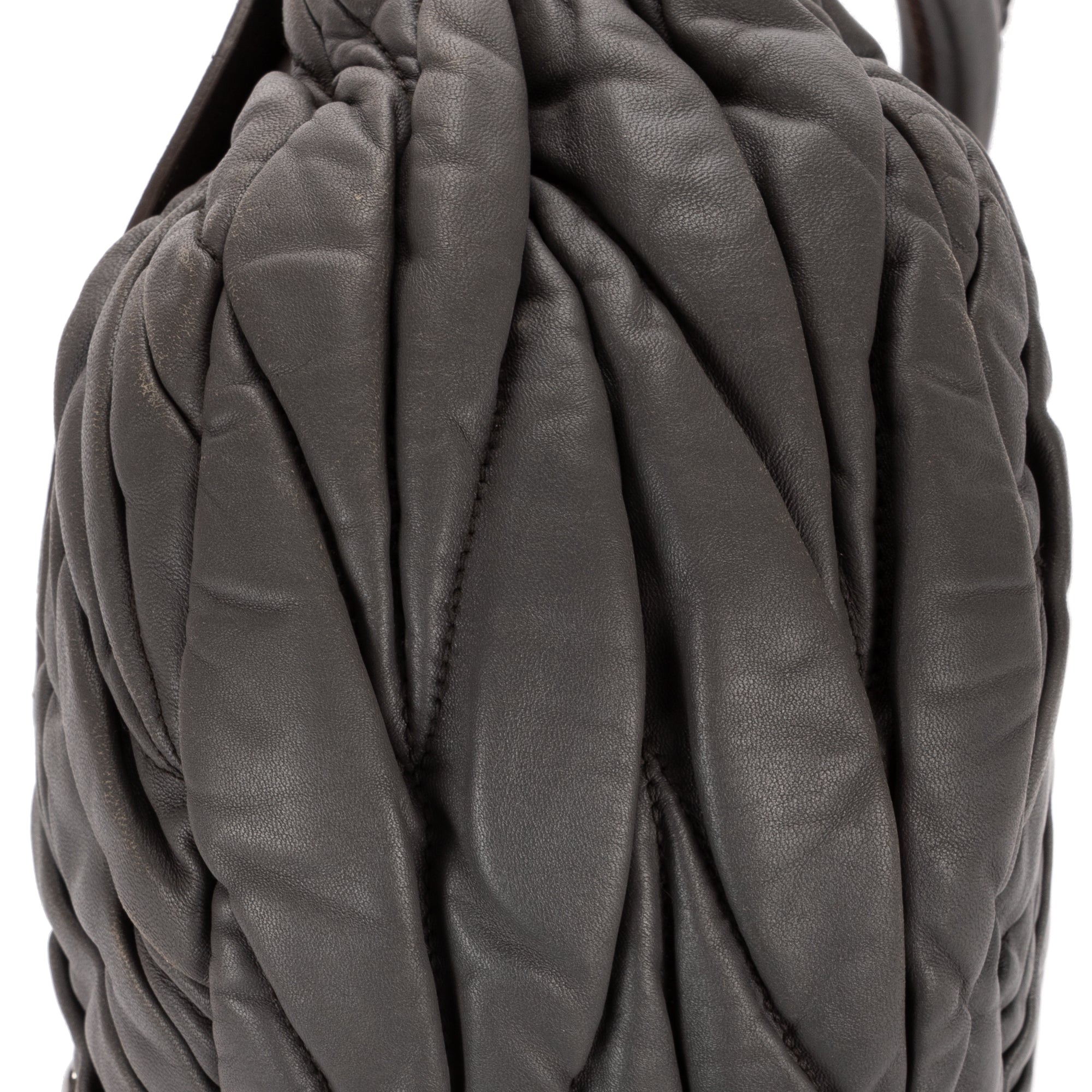 Shoulder Bag Coffer  Flap Hobo Grey Matelasse Lux Leather