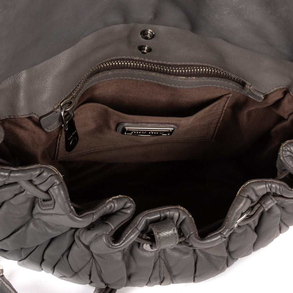 Shoulder Bag Coffer  Flap Hobo Grey Matelasse Lux Leather