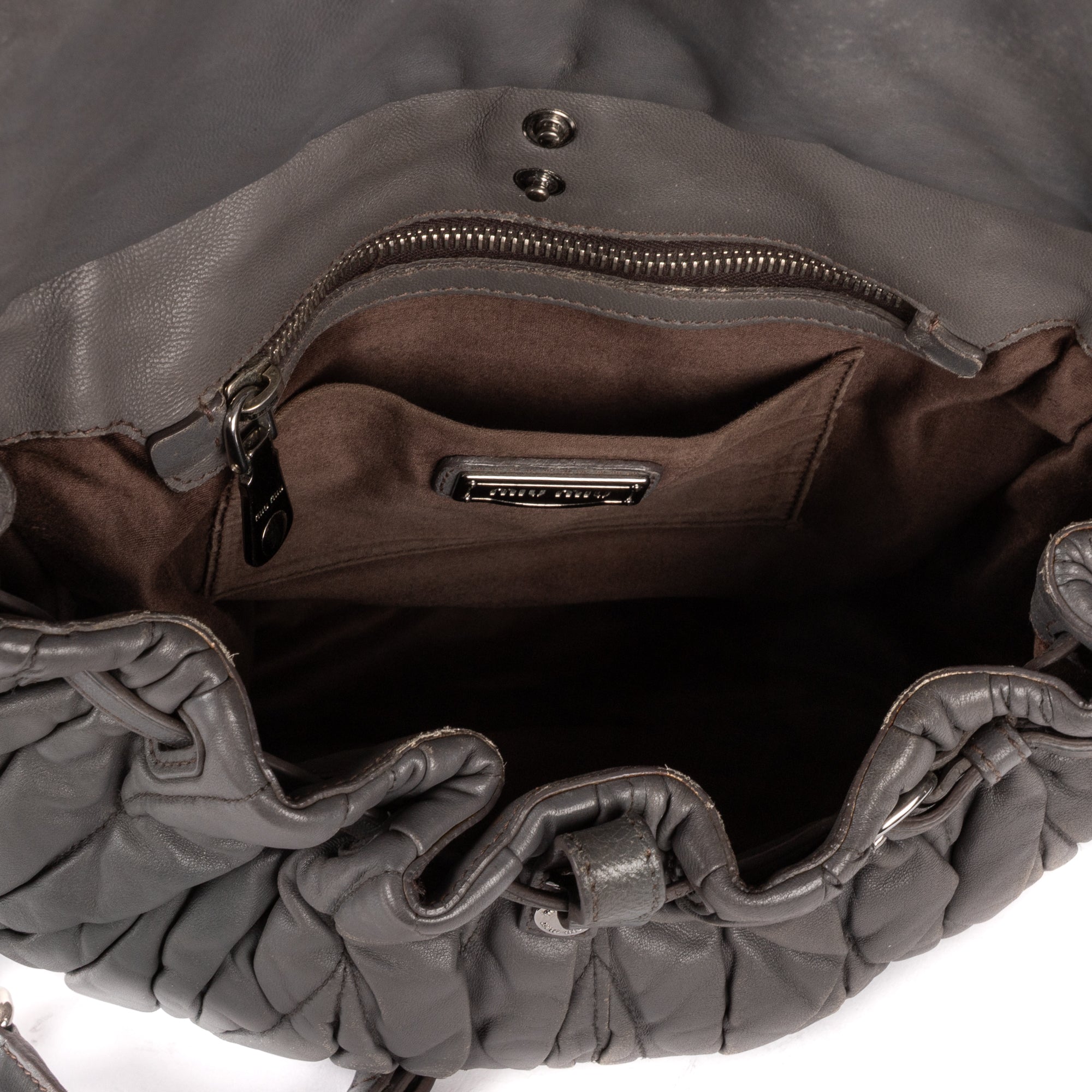 Shoulder Bag Coffer  Flap Hobo Grey Matelasse Lux Leather