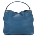 Bolso de hombro grande hobo con asa superior de piel Vitello Daino azul