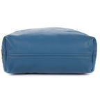 Bolso de hombro grande hobo con asa superior de piel Vitello Daino azul