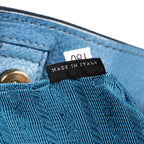 Bolso de hombro grande hobo con asa superior de piel Vitello Daino azul