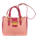 Shoulder Bag Two color Pushlock Tote Pink Madras Leather