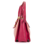 Shoulder Bag Two color Pushlock Tote Pink Madras Leather