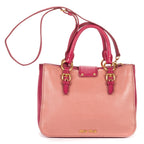 Shoulder Bag Two color Pushlock Tote Pink Madras Leather