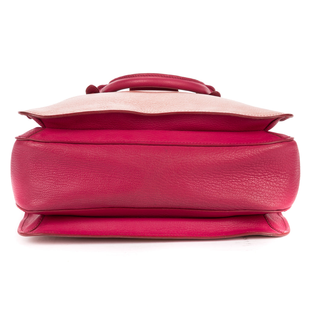 Shoulder Bag Two color Pushlock Tote Pink Madras Leather