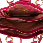 Shoulder Bag Two color Pushlock Tote Pink Madras Leather