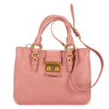 Shoulder Bag Pushlock Tote Pink Madras Leather