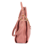 Shoulder Bag Pushlock Tote Pink Madras Leather