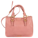 Shoulder Bag Pushlock Tote Pink Madras Leather