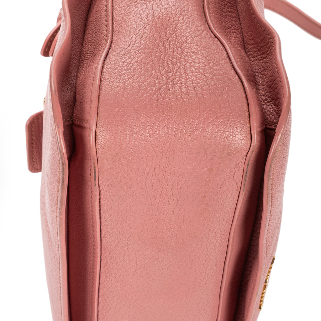 Shoulder Bag Pushlock Tote Pink Madras Leather