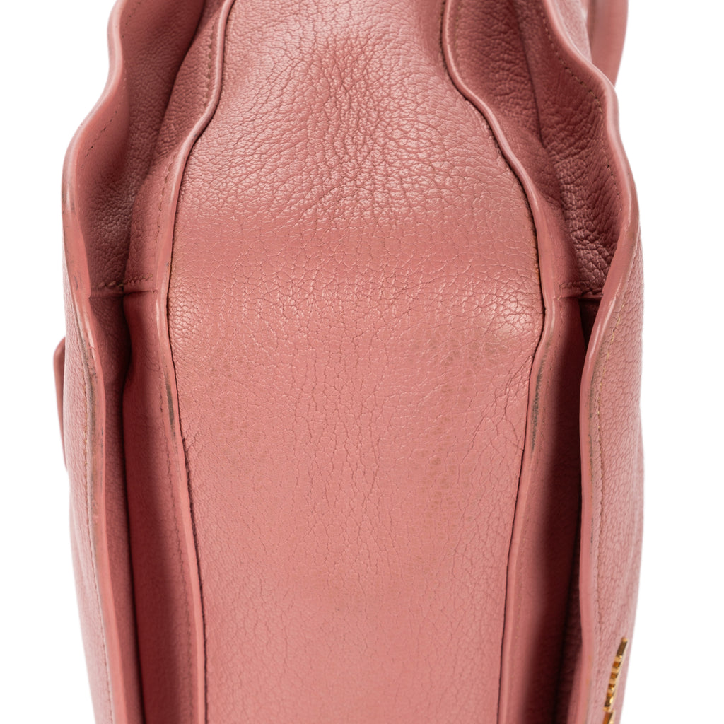 Shoulder Bag Pushlock Tote Pink Madras Leather